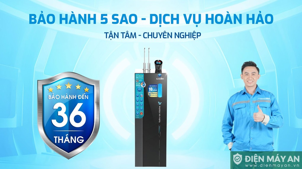Máy lọc nước RO nóng nguội lạnh Hydro-ion kiềm Karofi KAE-S86 12 lõi